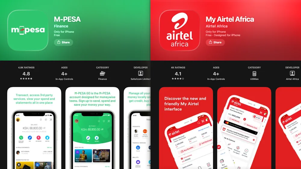 Mpesa and Airtel Money App Store Screenshot